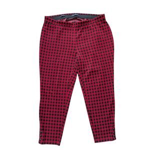 Talbots Skinny Ankle Pull On Buffalo Plaid Pants Womens 2X Red/Black Preppy